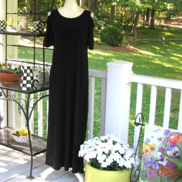 Chico's cold shoulder 0 long maxi dress Small luxury pullover style stretch - Picture 3 of 5